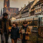 Activités vacances Toussaint Strasbourg : balade en famille près de la cathédrale, feuilles d’automne