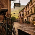 Découvrir alsace à vélo : ruelle alsacienne et Route des vins