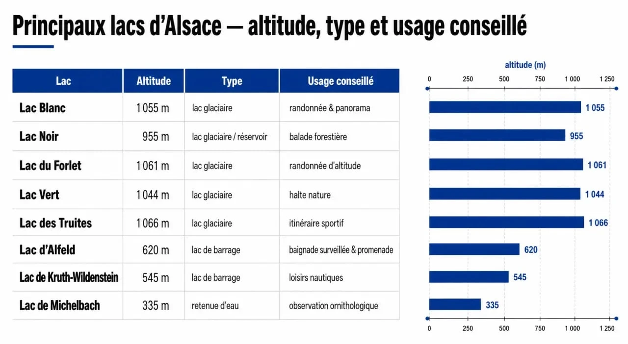 Alsace lac : comparaison visuelle des principaux lacs vosgiens