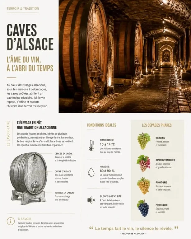 Visite d'une cave à vin alsacienne en hiver