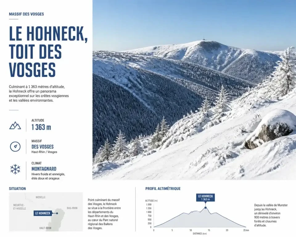 Paysage enneigé des Vosges en hiver en Alsace