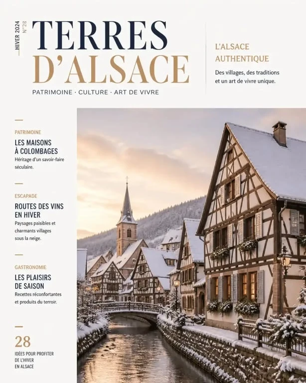 Village alsacien typique sous la neige pour un séjour en hiver