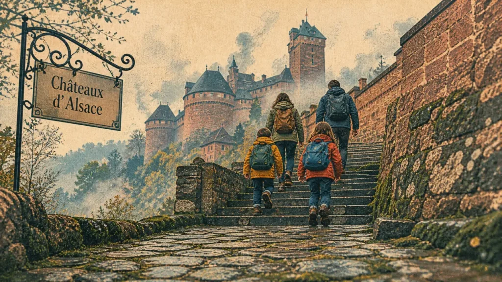 Quoi visiter en Alsace avec des enfants : famille au Haut-Koenigsbourg