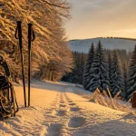 Randonnée en raquette dans les Vosges : raquettes et crête enneigée
