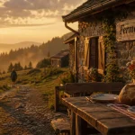 Randonnée vosges 2 jours ferme auberge : ferme-auberge vosgienne au golden hour