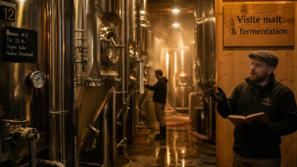 Visiter brasserie Alsace : cuves inox et visite fermentation
