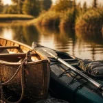 Vosges canoe : kayak amarré au Ried alsacien