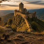 Chateau fort Alsace a visiter : vue du sentier vers les ruines perchées