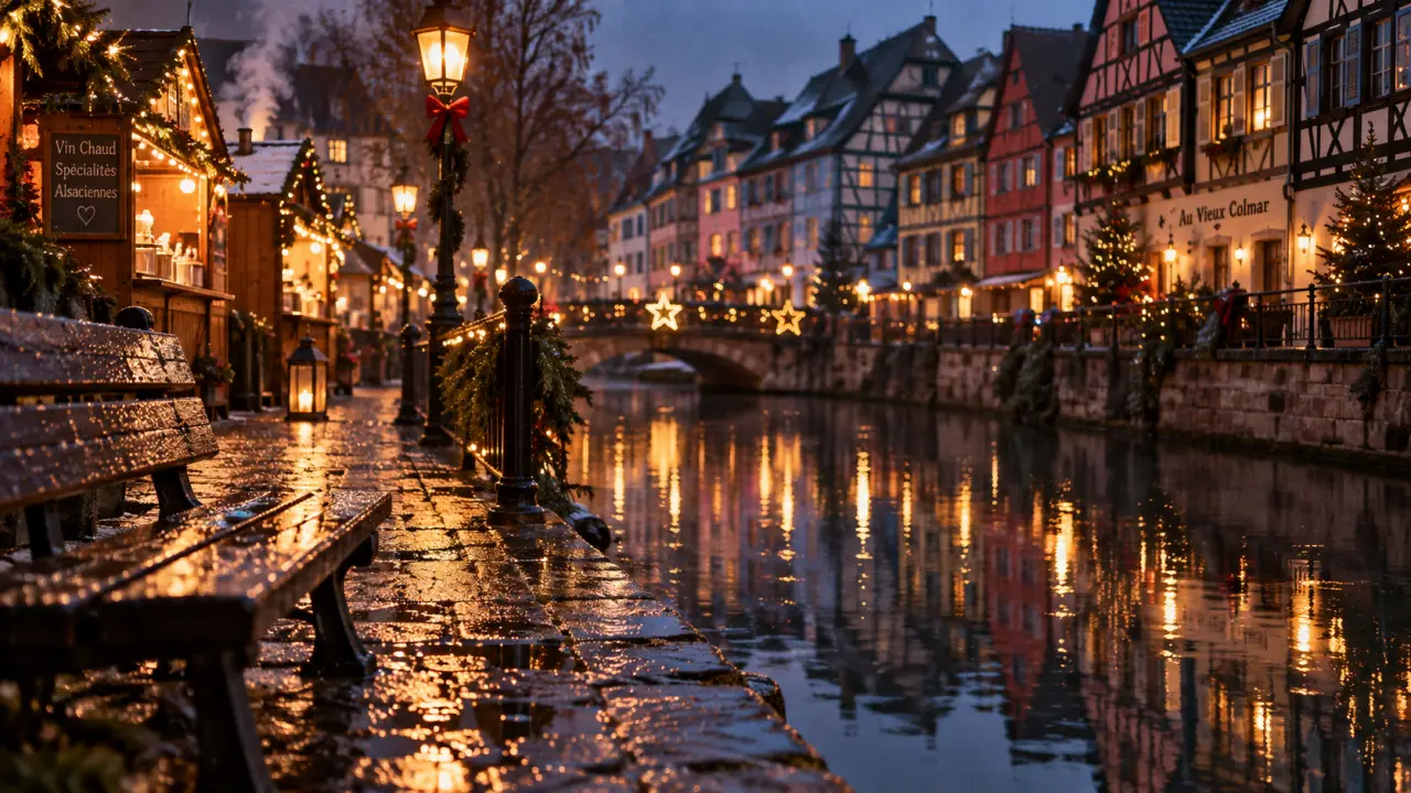 Colmar hiver : quai de la Poissonnerie, marchés de Noël et reflets de la Lauch
