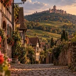 Endroits à visiter en Alsace : ruelles viticoles et Route des Vins près du Haut-Koenigsbourg