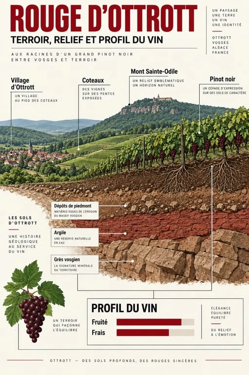 Visualisation du terroir et du pinot noir du rouge ottrott