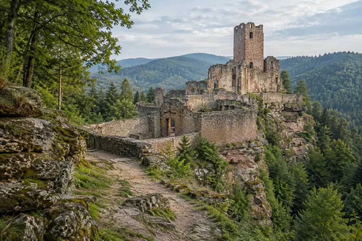 Château de Wangenbourg en ruines dans la forêt vosgienne