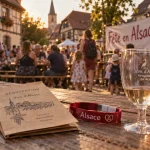 Fête en alsace ce week end bas-rhin : bracelet de dégustation sur table en bois