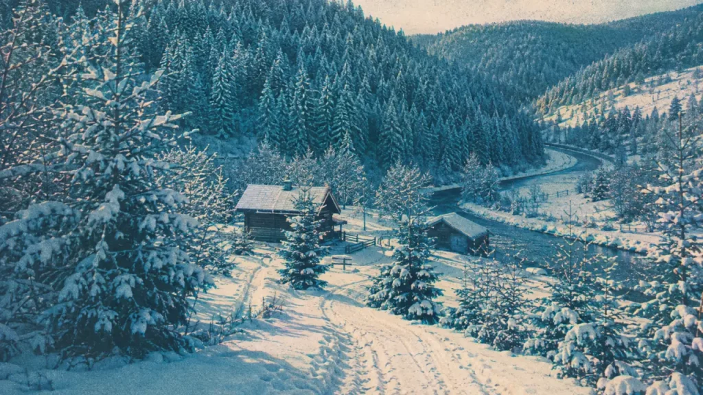 Le grand valtin : hameau vosgien enneigé, chalets et pistes