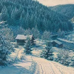 Le grand valtin : hameau vosgien enneigé, chalets et pistes
