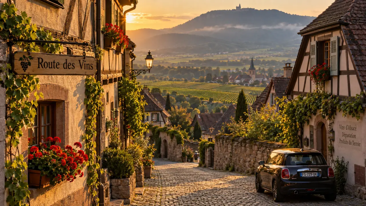 Que visiter en alsace au printemps : ruelle, maisons à colombages, vignes et Route des Vins