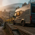 Que visiter en Alsace en camping-car : camping-car près de la route des vins et d’un village à colombages