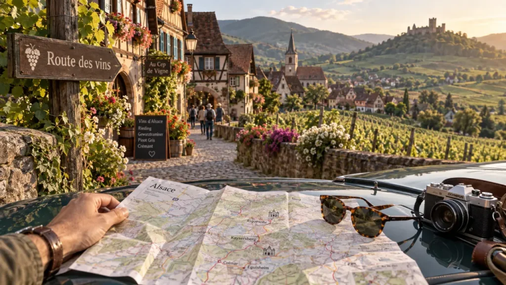 Que visiter en Alsace en mai : village fleuri et Route des vins