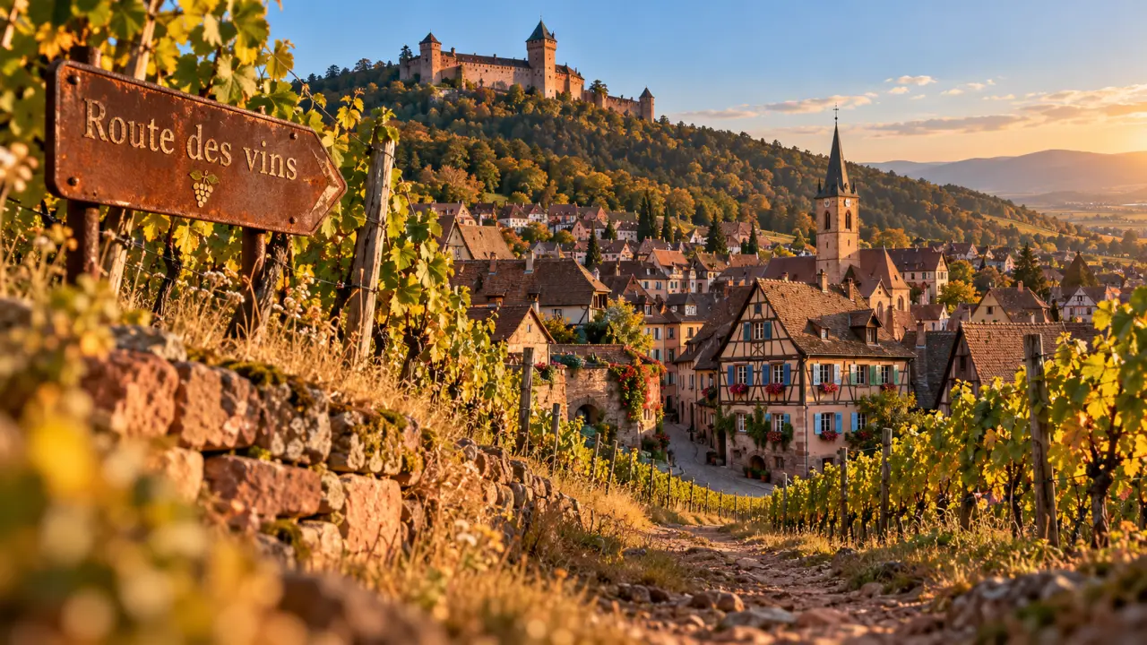 Que visiter sur la route des vins en Alsace : chemin viticole, village alsacien et château Haut-Koenigsbourg