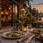 Restaurant la truite alsace à Illhaeusern, vue sur l’Ill et truite du vivier