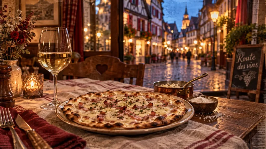 Vacances Alsace que faire : tarte flambée et Route des vins à Colmar