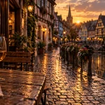 Visiter l Alsace en 5 jours : rue de Colmar, colombages et pavés, golden hour