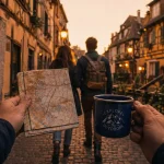 Week end romantique alsace à Colmar, couple dans une ruelle