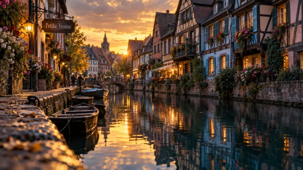 alsace colmar que faire : Petite Venise et quai, reflets dans l’eau