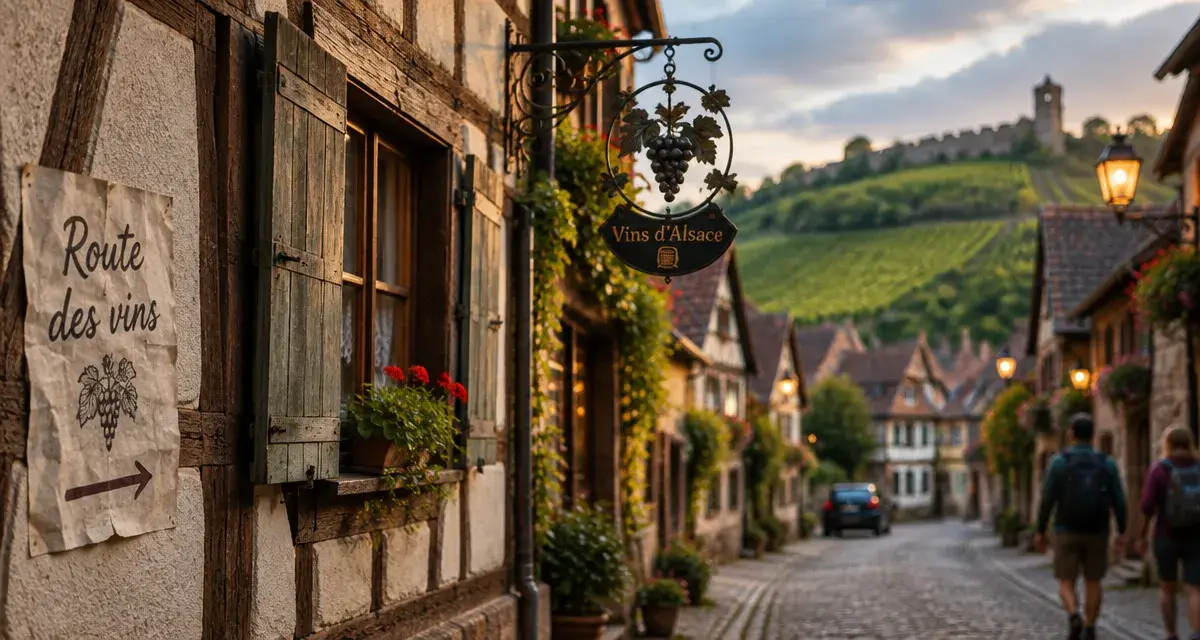 Ruelle alsace france villages, colombages et vignes