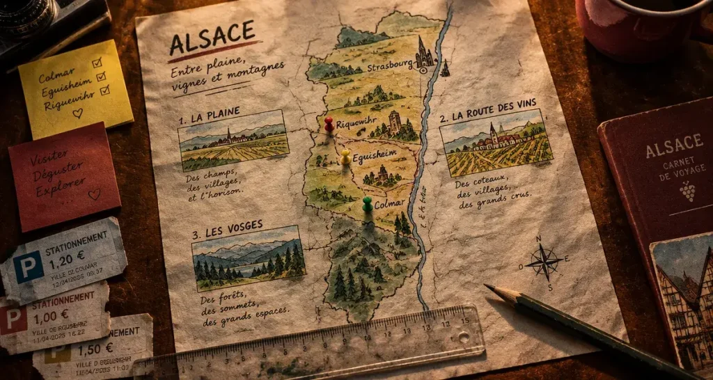 Alsace villages map : 3 circuits pour relier vignoble et Vosges