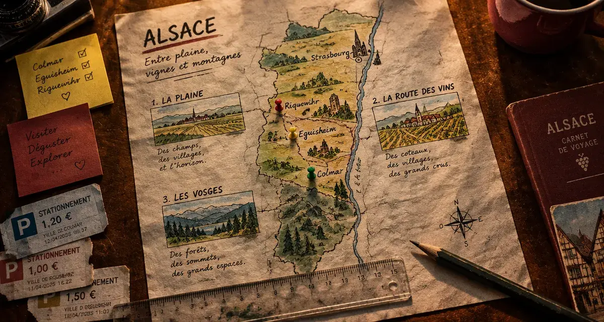 Alsace villages map : 3 circuits pour relier vignoble et Vosges