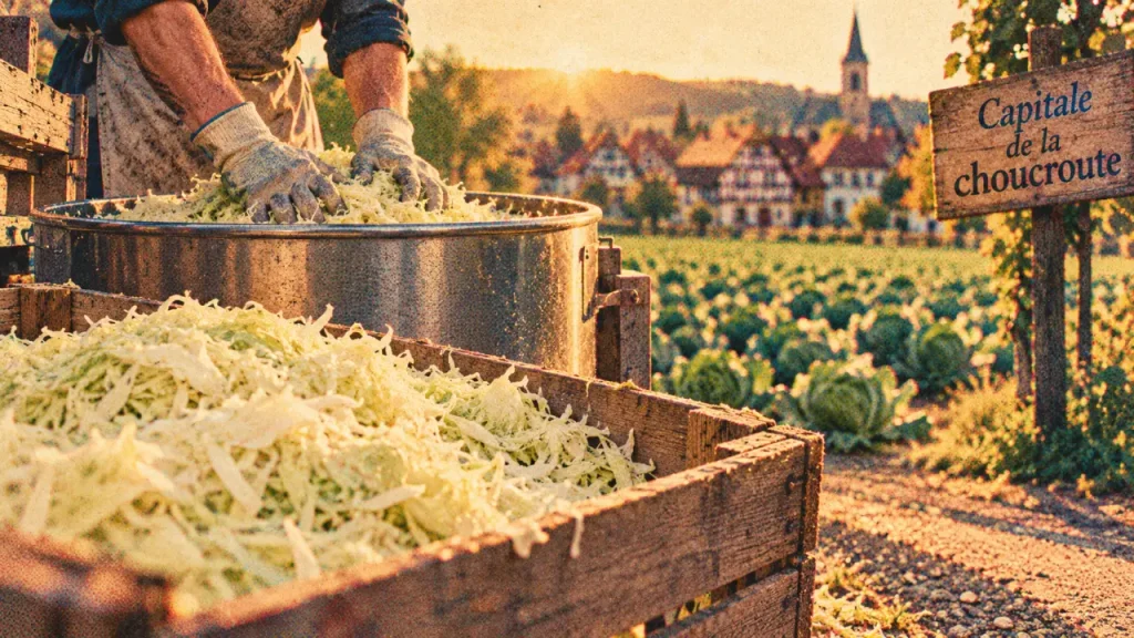 Capitale de la choucroute à Krautergersheim : chou fermenté en cuve inox