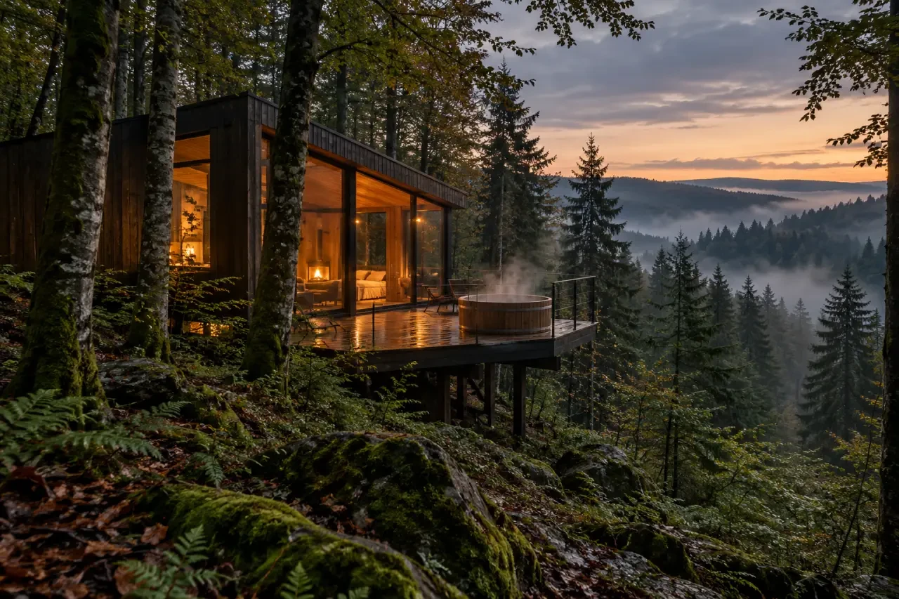 Cabane perchée avec spa pour un hébergement insolite Grand Est dans les Vosges