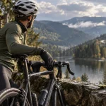 L'alsacienne cyclo : cycliste aux Vosges près d’un lac