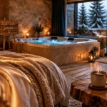 Love room vosges avec jacuzzi privatif, coin salon et terrasse vitrée