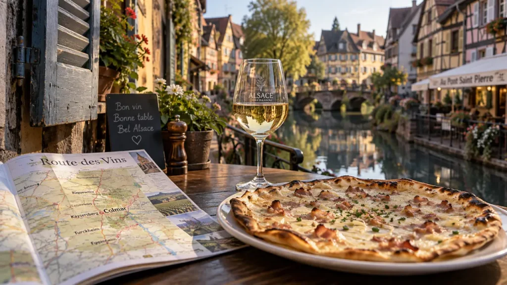 Que faire ce week end en alsace haut rhin : tarte flambée et vin à Colmar, Route des Vins