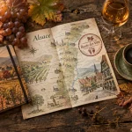 Que faire en Alsace à la Toussaint : carte et vin d’automne sur table