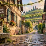 Que faire en alsace gratuit : ruelle à colombages vers les vignes