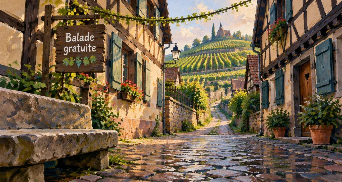 Que faire en alsace gratuit : ruelle à colombages vers les vignes