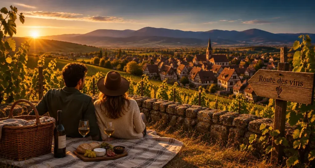 Que faire en couple en Alsace : pique-nique sur la route des vins en vignobles