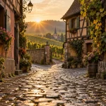 Ruelle d’Eguisheim, quels villages visiter en alsace, maisons à colombages