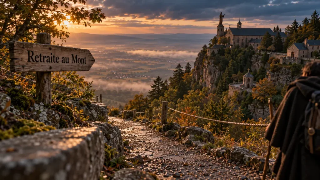 retraite spirituelle mont saint odile : chemin de pèlerin vers le mont